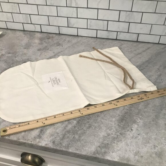 Washed Organic Linen Drawstring Bags Set of 2 Reusable Storage Pouches Natural - Picture 4 of 6